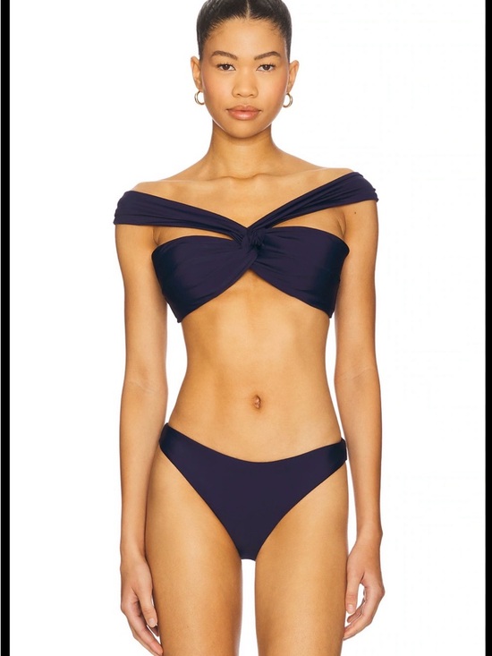 Milly- Olivia Black Twist Bandeau Bikini with Cross Straps - Picture 2 of 11